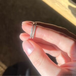 Elegant Silver Women's Ring Double Bar